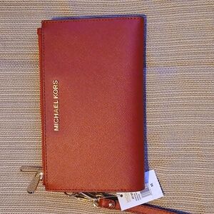 Nwt Double Wide Organizer Wristlet Clutch Michael Kors Red Wristlet Wallet